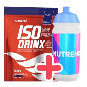 NUTREND Isodrinx 1000g BlackCurrant + AJÁNDÉK NUTREND Sport Bottle 500ml White Blue/Pink Print