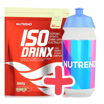 NUTREND Isodrinx 1000g Bitter Lemon + AJÁNDÉK NUTREND Sport Bottle 500ml White Blue/Pink Print