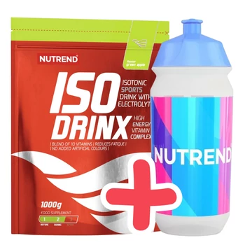 NUTREND Isodrinx 1000g GreenApple + AJÁNDÉK NUTREND Sport Bottle 500ml White Blue/Pink Print