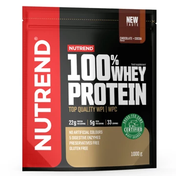 NUTREND 100% Whey Protein 1000g Chocolate+Cocoa NUTREND 100% Whey Protein 1000g Chocolate+Cocoa