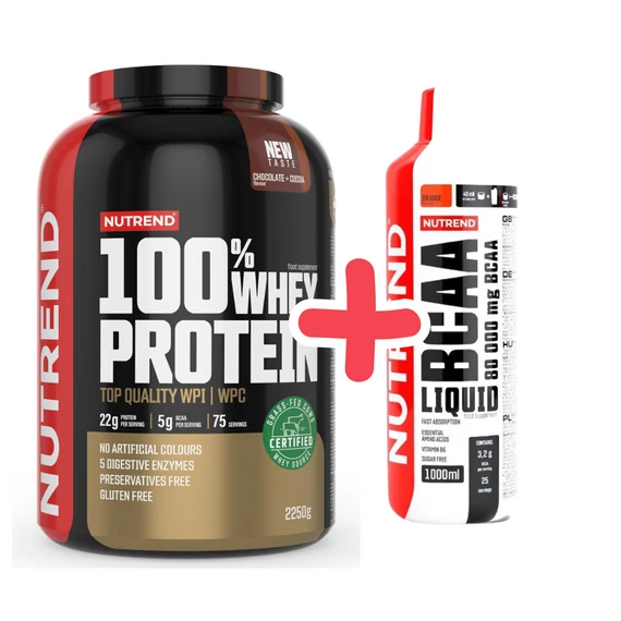 NUTREND 100% Whey Protein 2250g White chocolate+Coconut + ajándék BCAA 1l